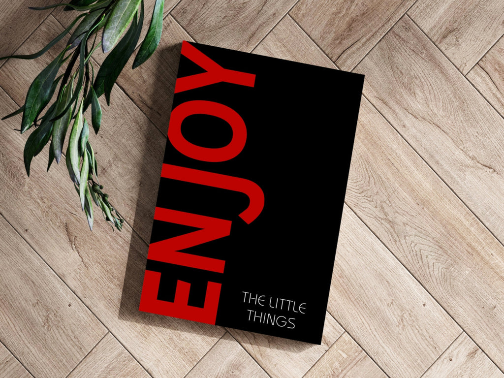 Crimson Enjoy Typography Black Aluminum Print