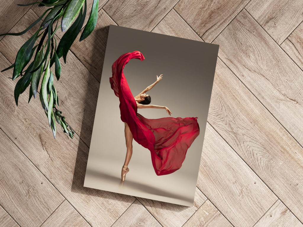 Red Dress Ballerina Pointe Aluminum Print
