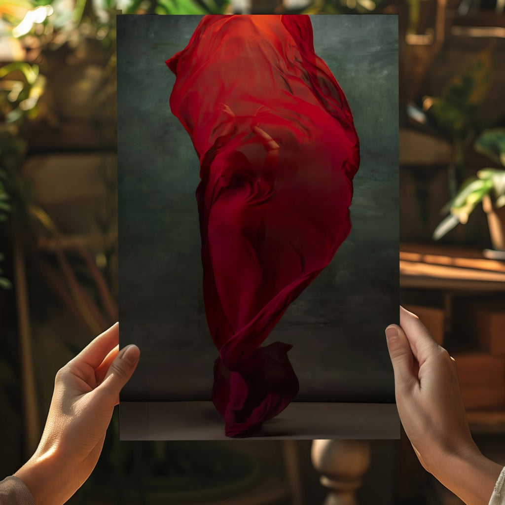 Swirling Red Fabric Dancer Aluminum Print