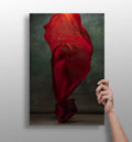 Swirling Red Fabric Dancer Aluminum Print