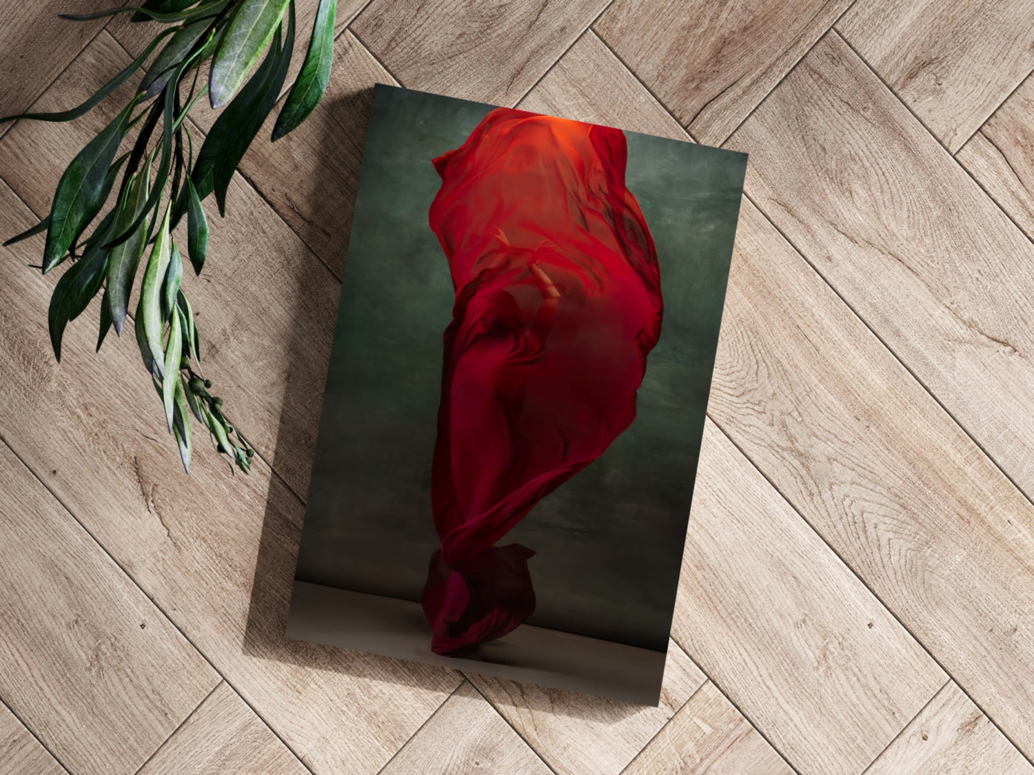 Swirling Red Fabric Dancer Aluminum Print