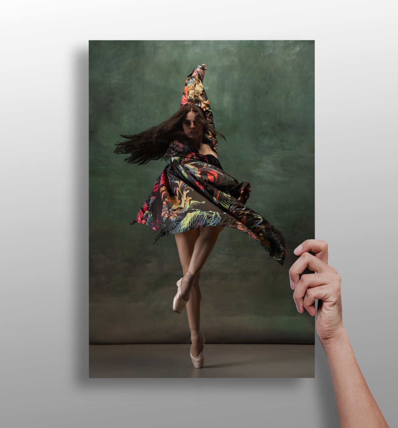 Floral Shawl Ballet Dancer Aluminum Print