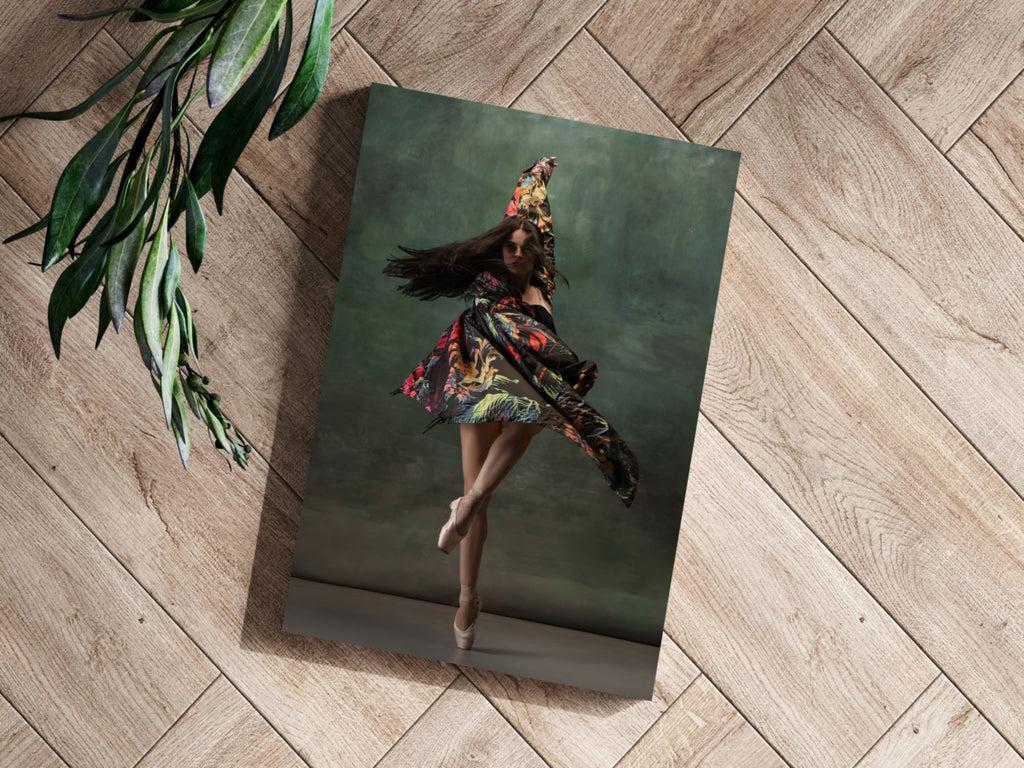 Floral Shawl Ballet Dancer Aluminum Print