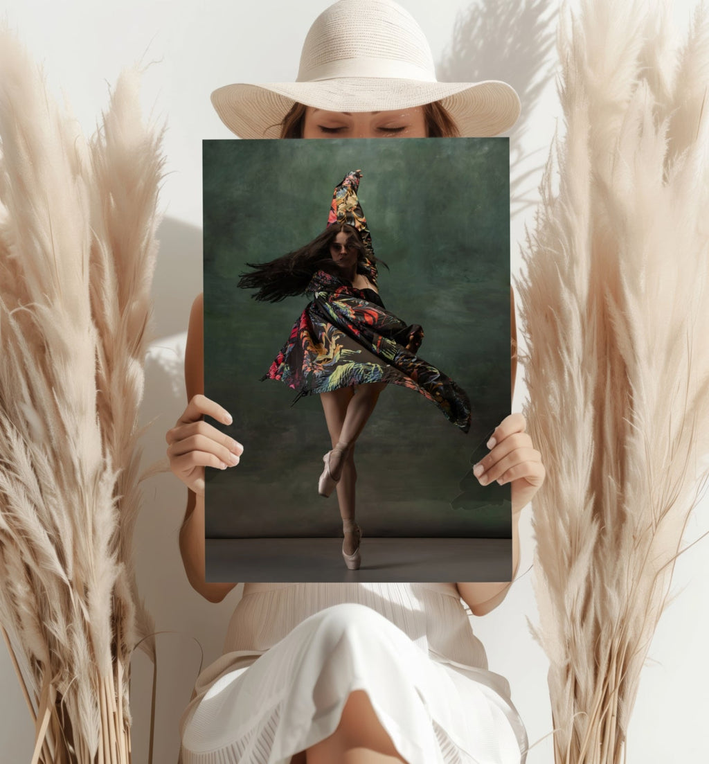 Floral Shawl Ballet Dancer Aluminum Print