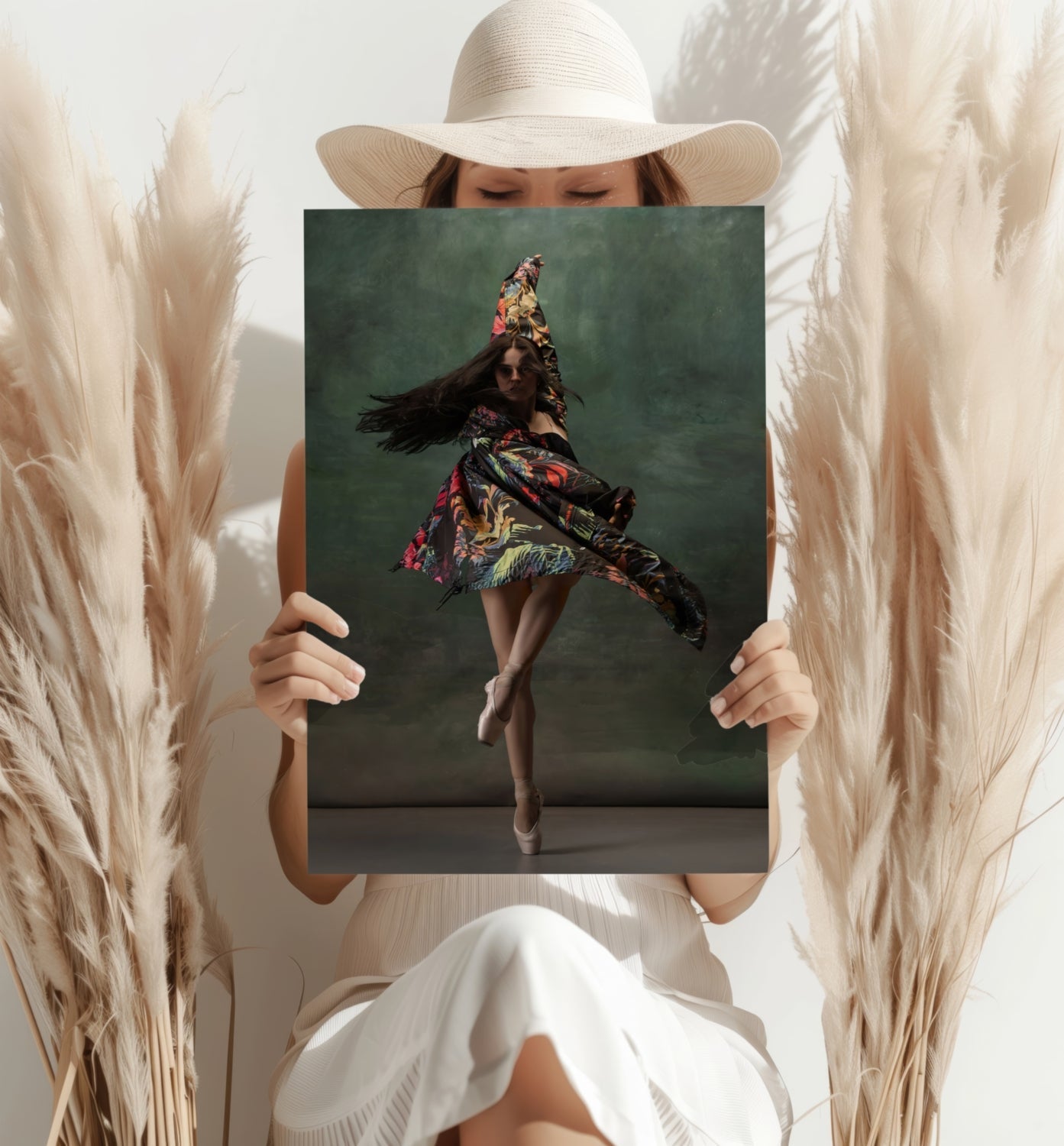 Floral Shawl Ballet Dancer Aluminum Print