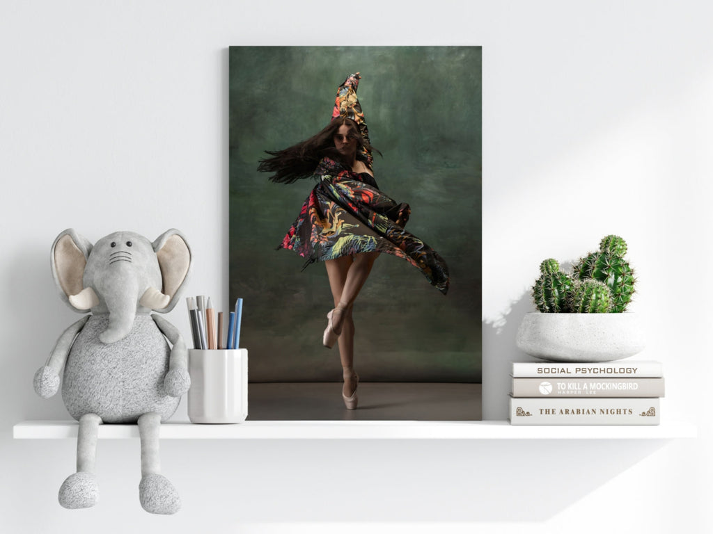 Floral Shawl Ballet Dancer Aluminum Print