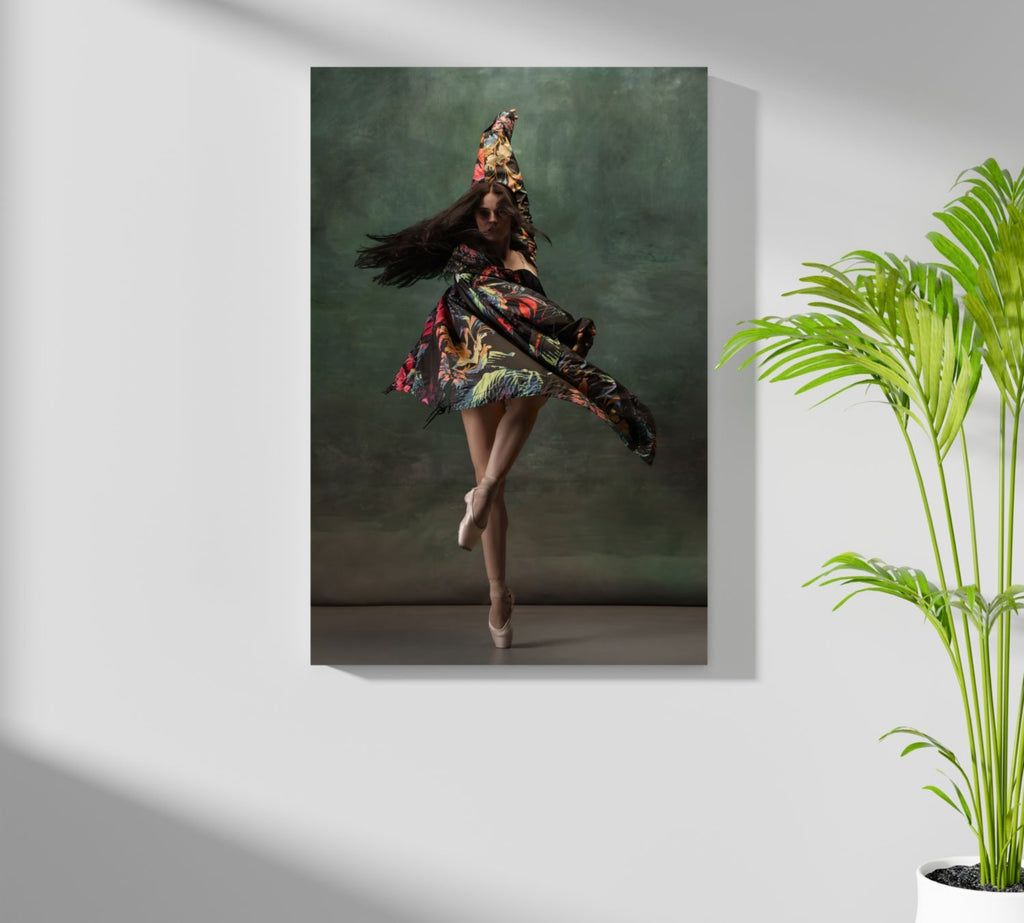 Floral Shawl Ballet Dancer Aluminum Print