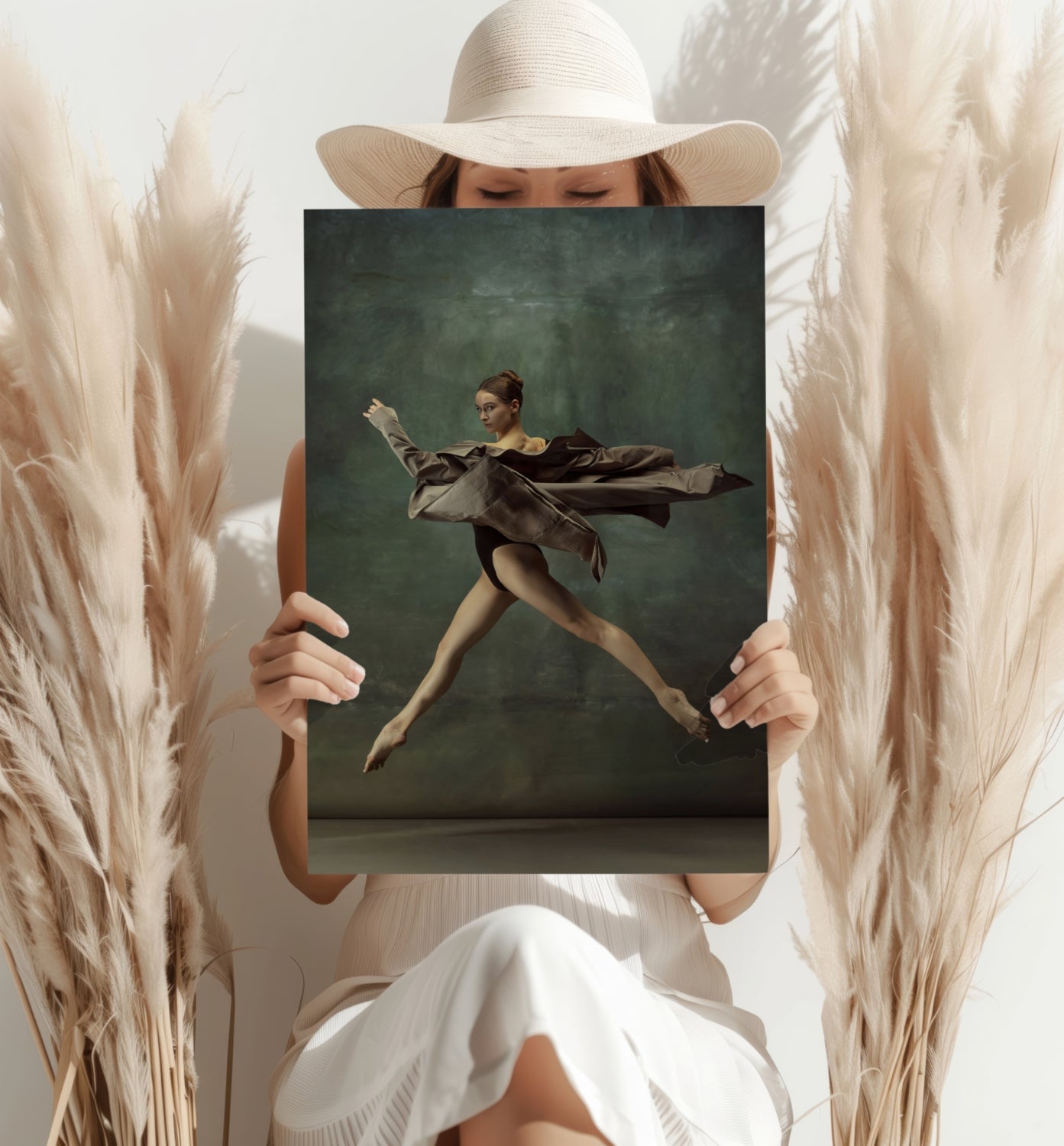 Leaping Dancer Brown Fabric Aluminum Print