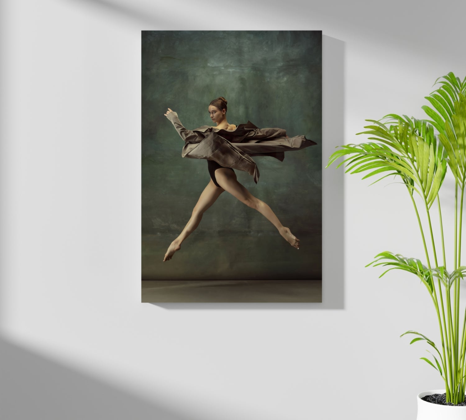 Leaping Dancer Brown Fabric Aluminum Print