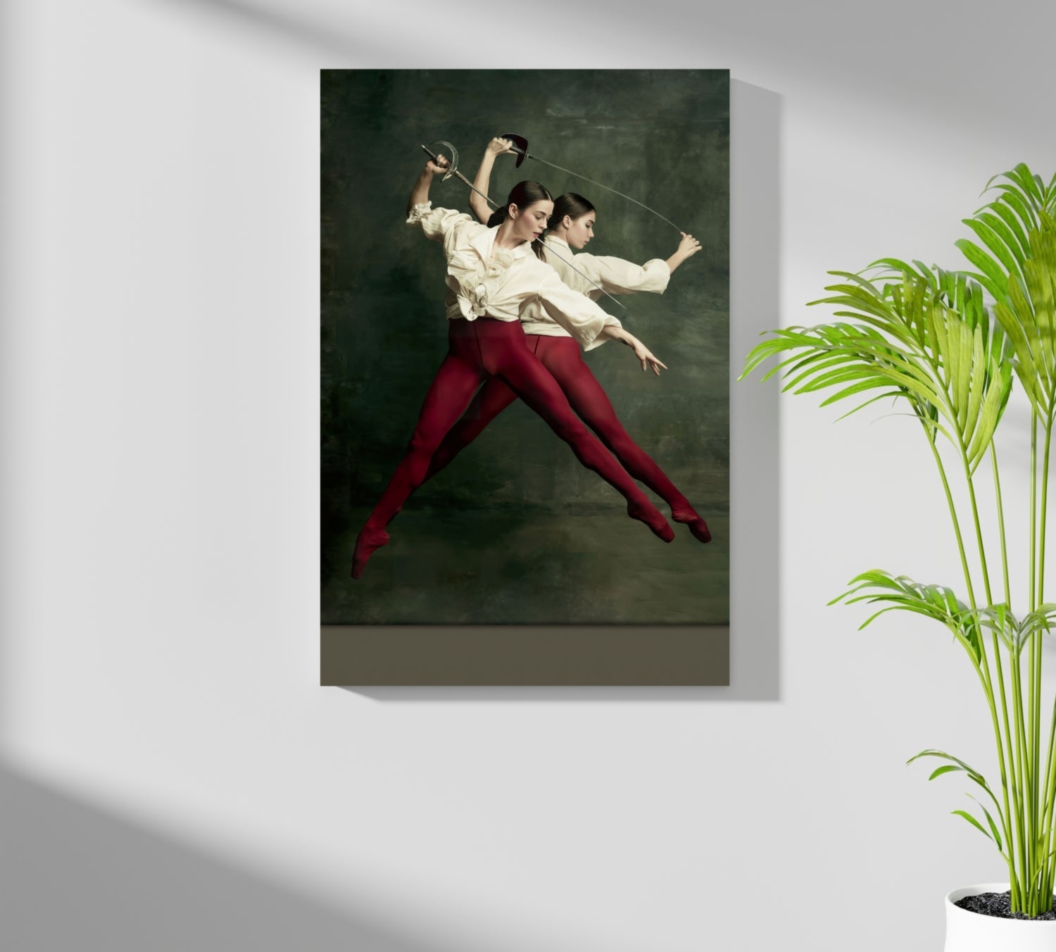 Dueling Dancers Red Tights Aluminum Print