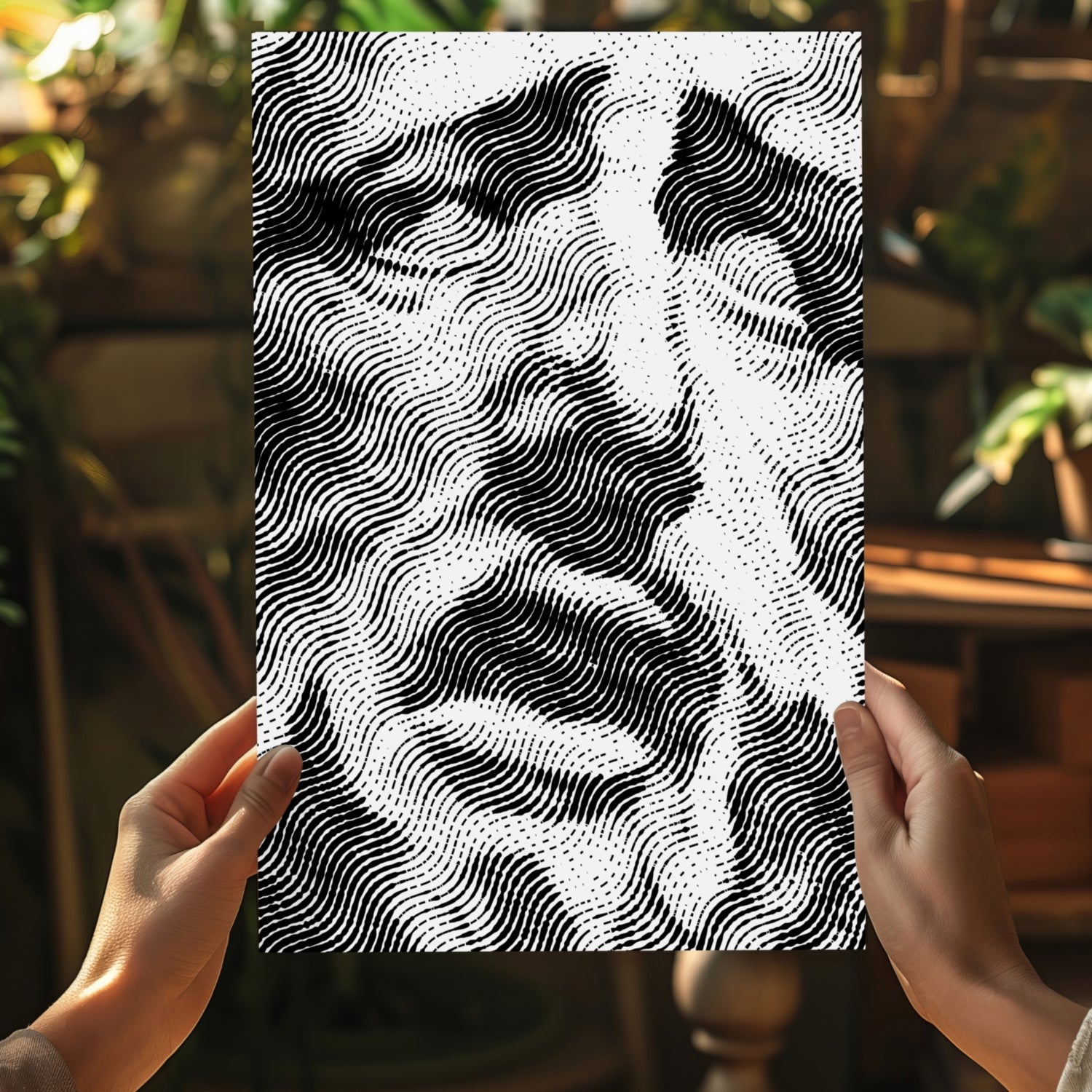Wavy Line Halftone Face Aluminum Print