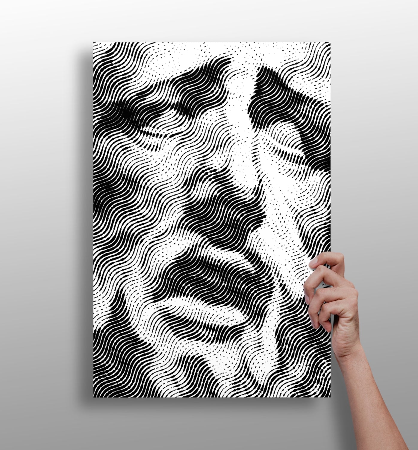 Wavy Line Halftone Face Aluminum Print
