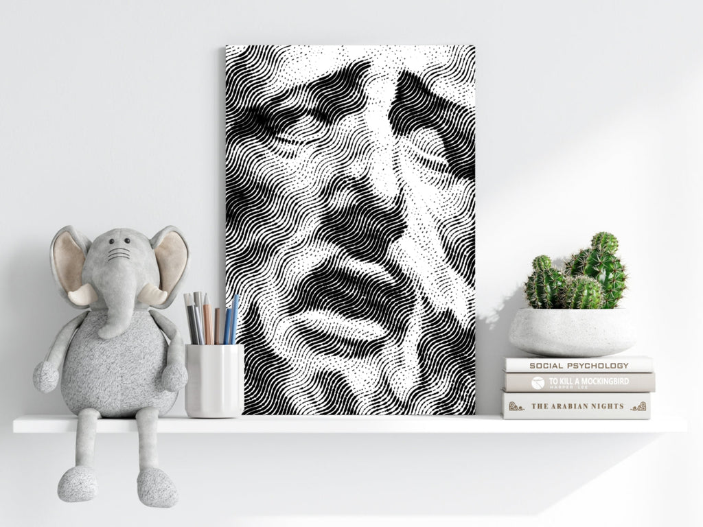 Wavy Line Halftone Face Aluminum Print