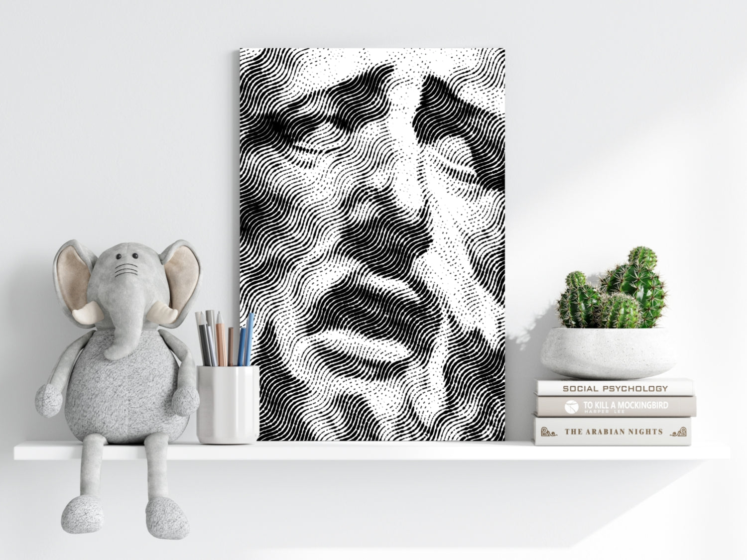 Wavy Line Halftone Face Aluminum Print