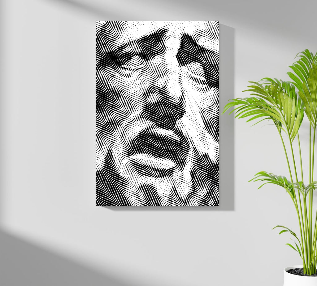 Wavy Line Halftone Face Aluminum Print