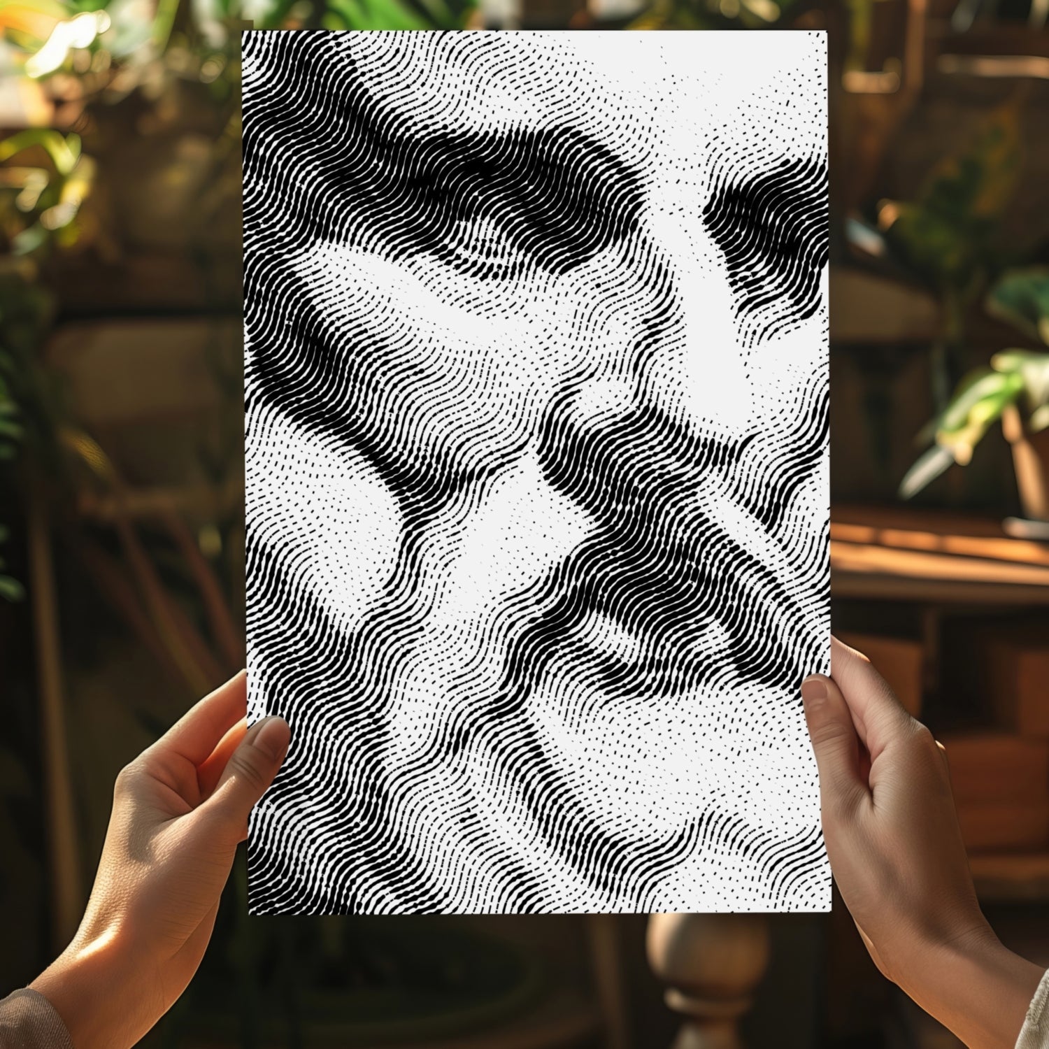 Wavy Line Face Profile Aluminum Print