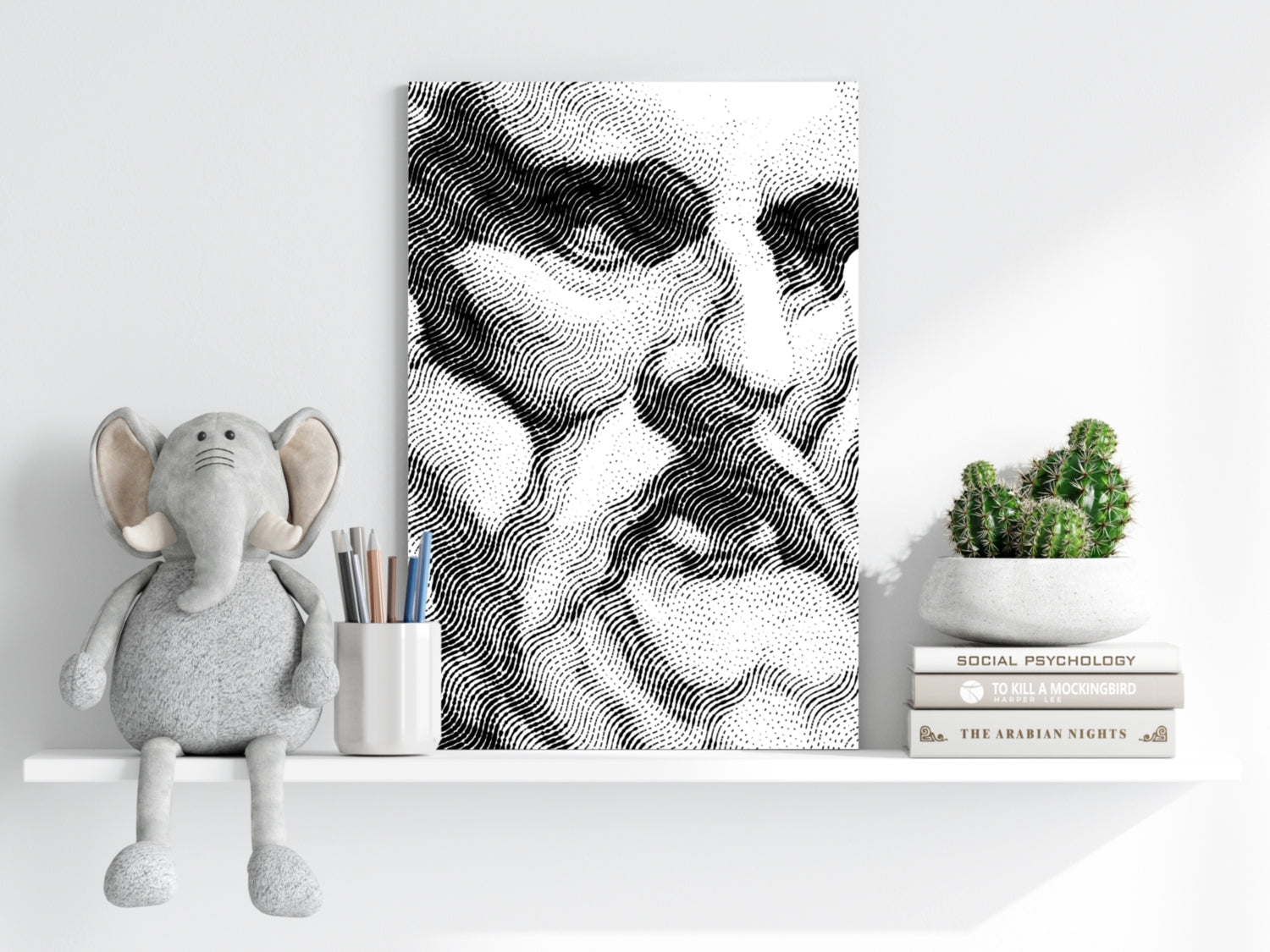 Wavy Line Face Profile Aluminum Print