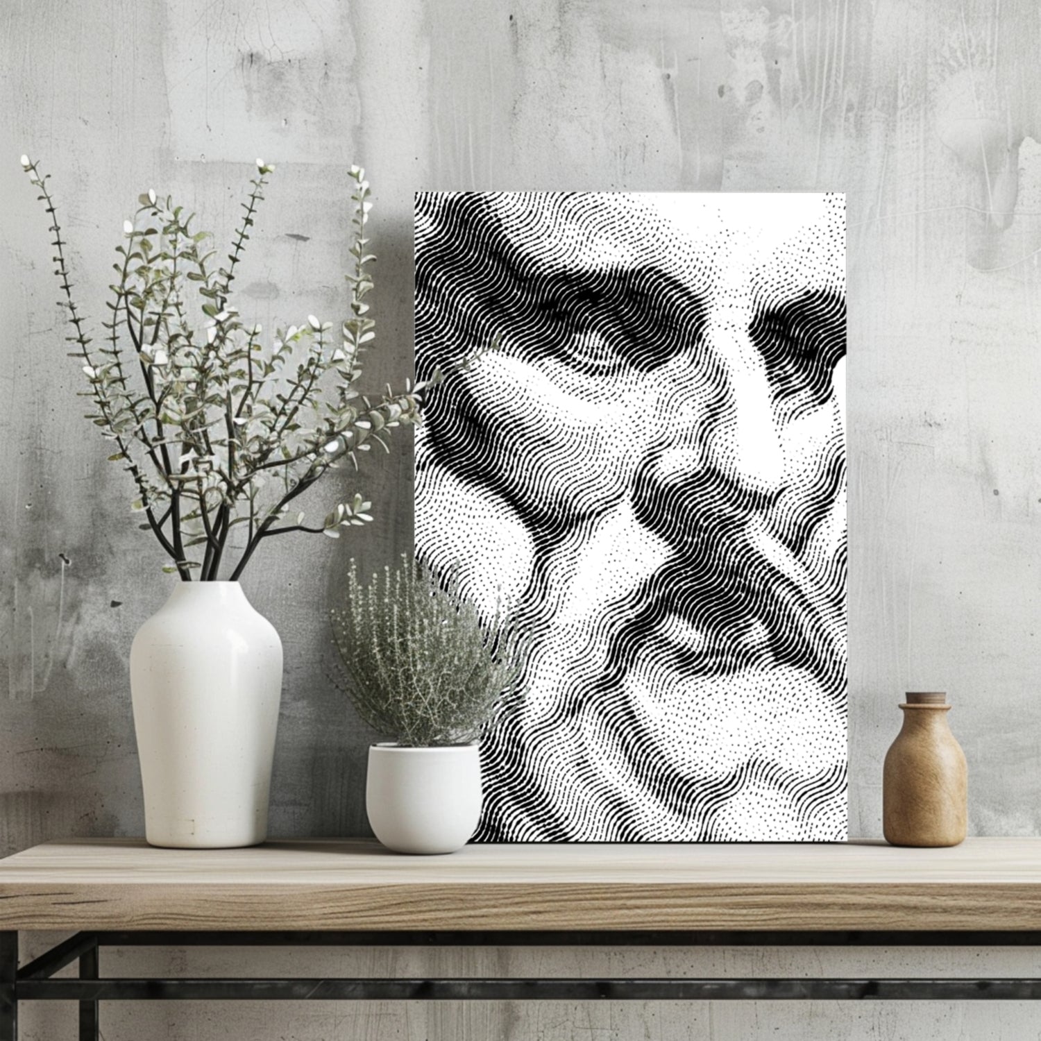 Wavy Line Face Profile Aluminum Print