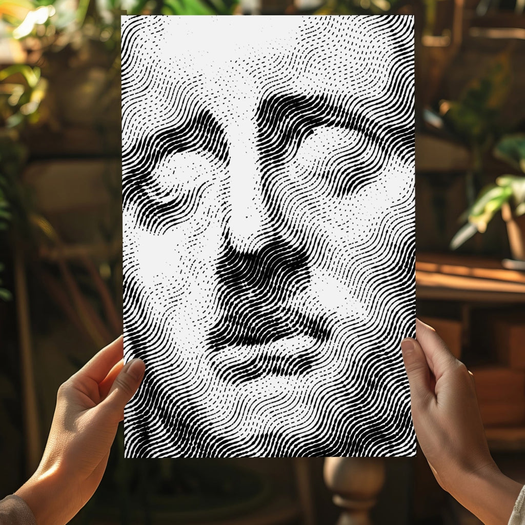 Wavy Line Serene Statue Aluminum Print