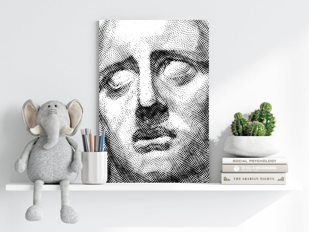 Wavy Line Serene Statue Aluminum Print