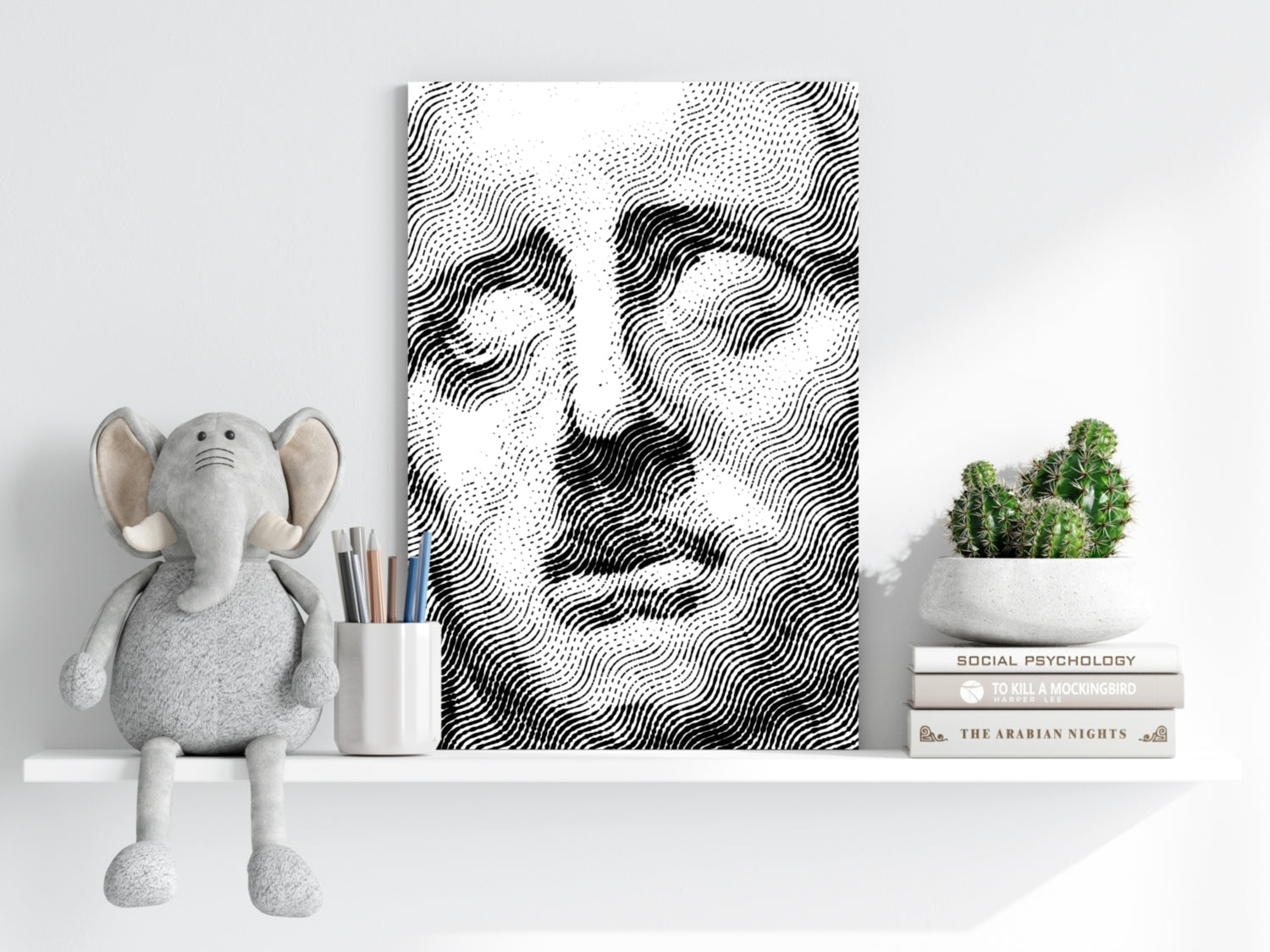 Wavy Line Serene Statue Aluminum Print