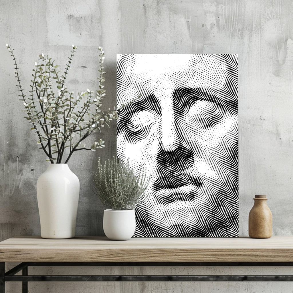 Wavy Line Serene Statue Aluminum Print