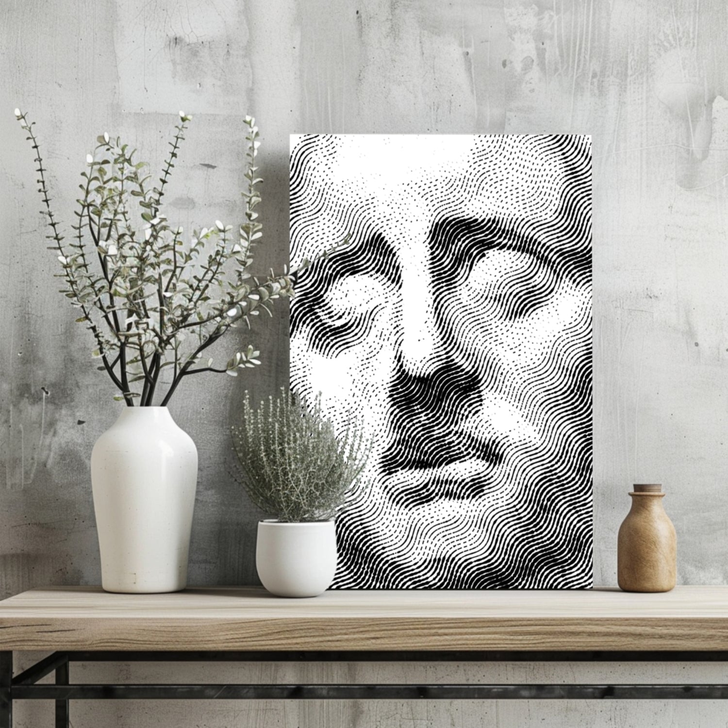 Wavy Line Serene Statue Aluminum Print