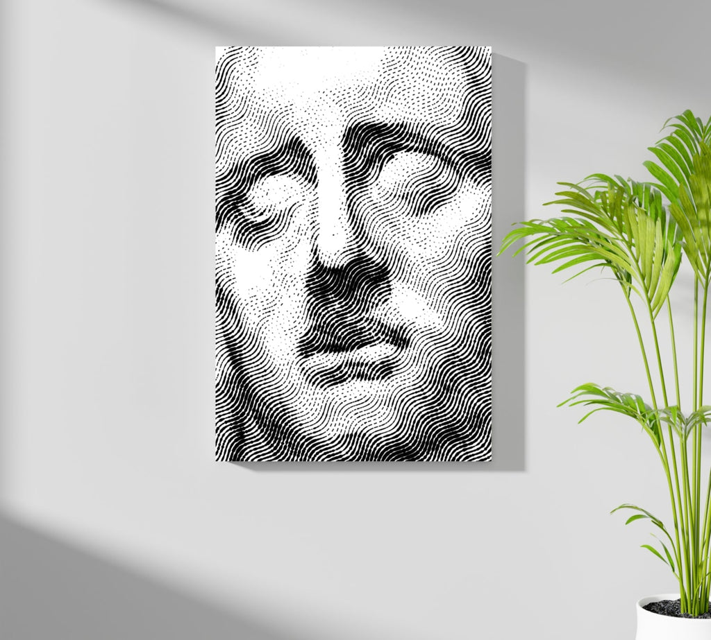 Wavy Line Serene Statue Aluminum Print