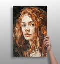 Ginger Curls Impasto Woman Portrait Aluminum Print