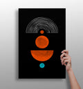 Orange Circles White Arch On Black Aluminum Print