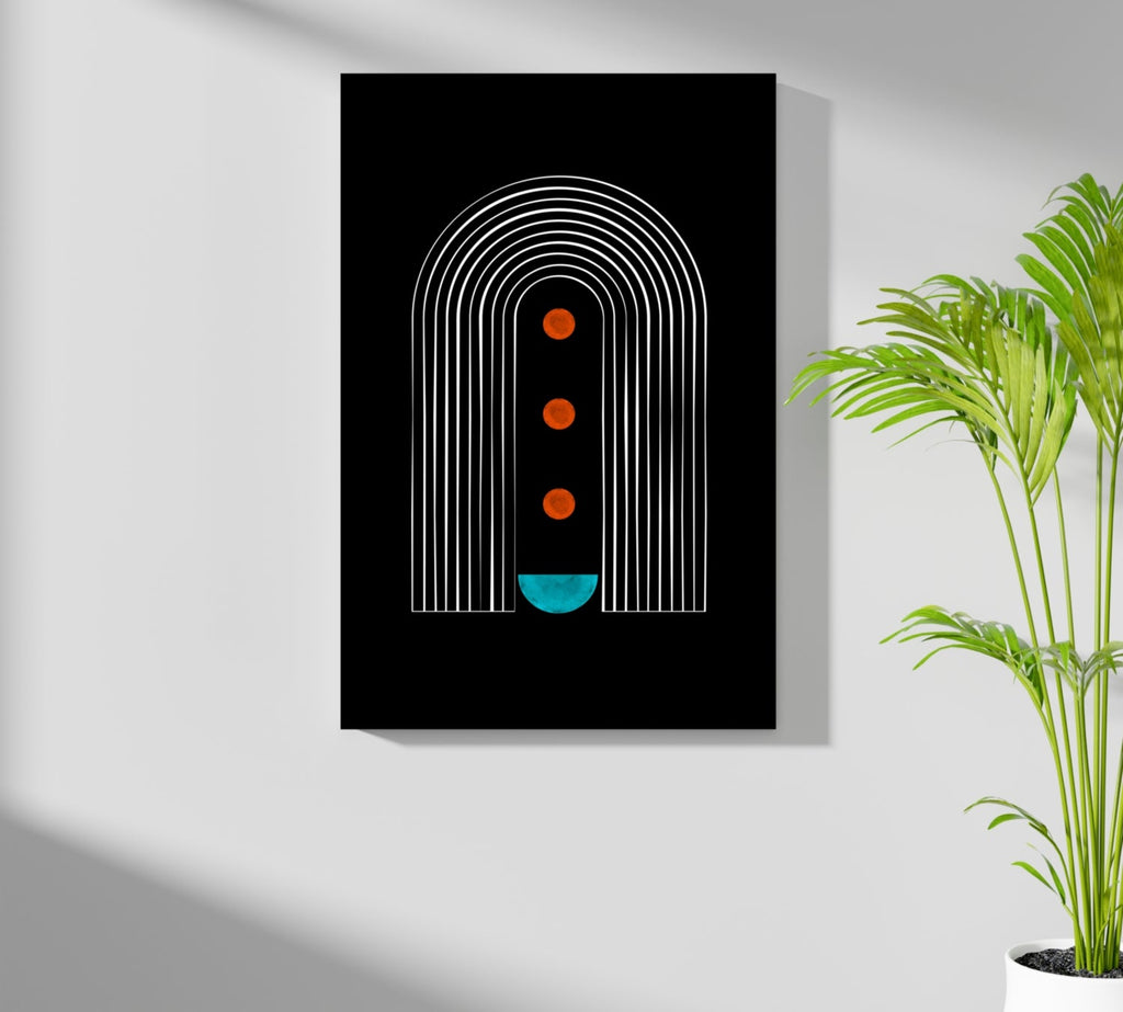 White Arch Tunnel Orange Dots Teal Moon Aluminum Print