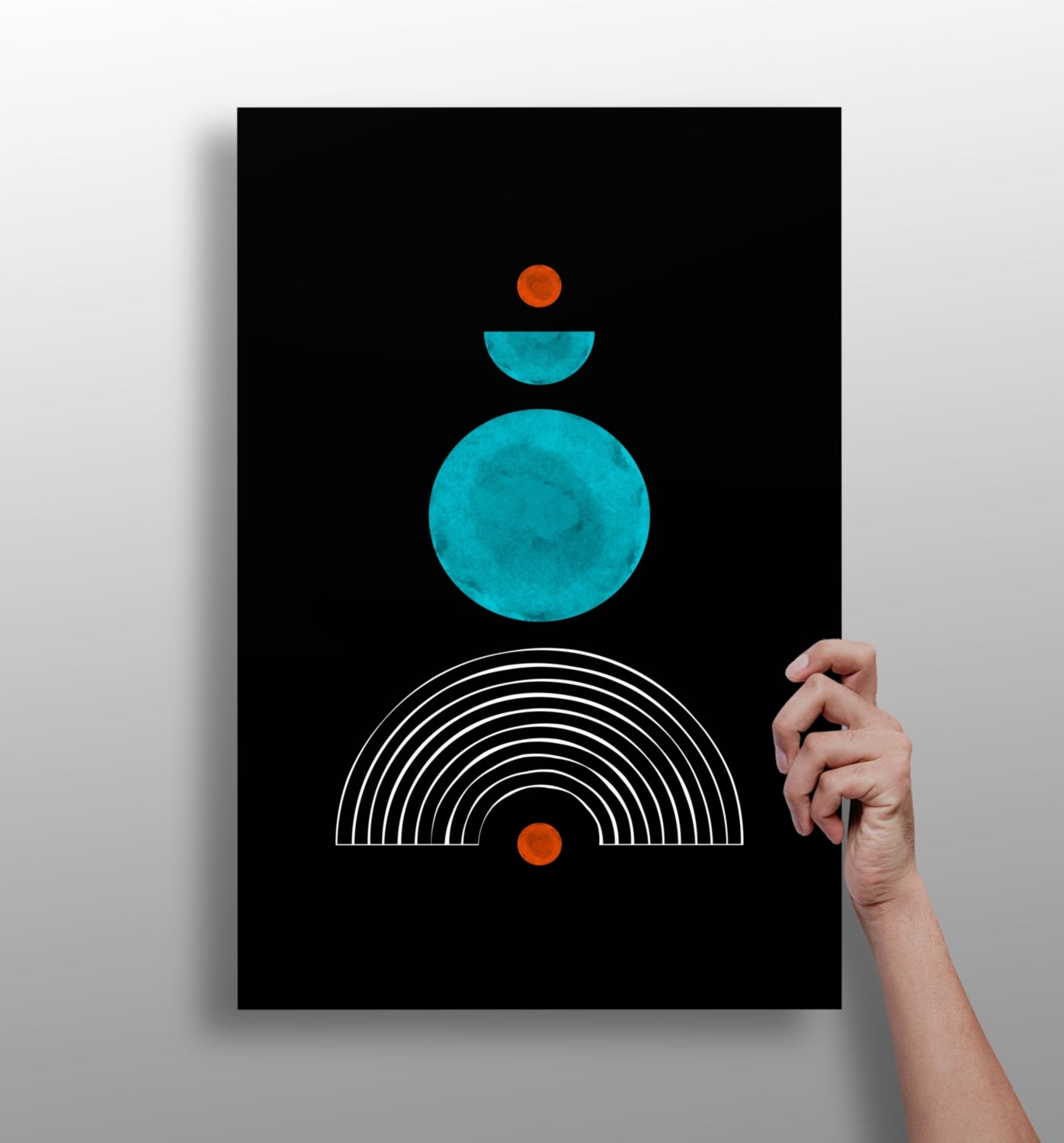 Teal Circle Stack Over White Arch Aluminum Print