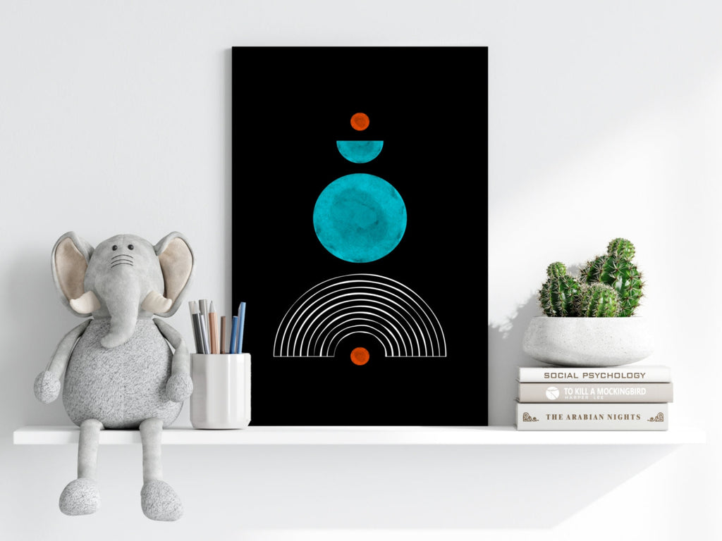 Teal Circle Stack Over White Arch Aluminum Print