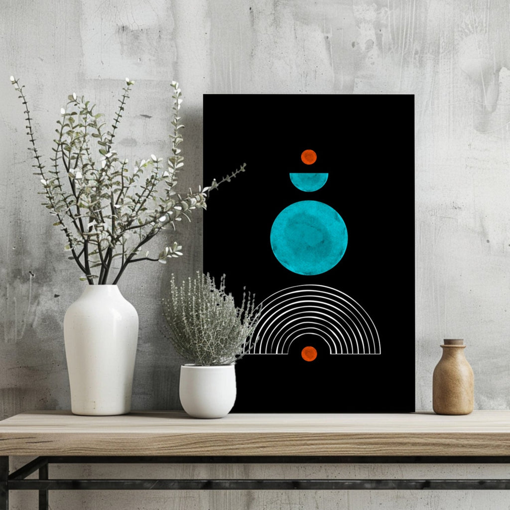 Teal Circle Stack Over White Arch Aluminum Print