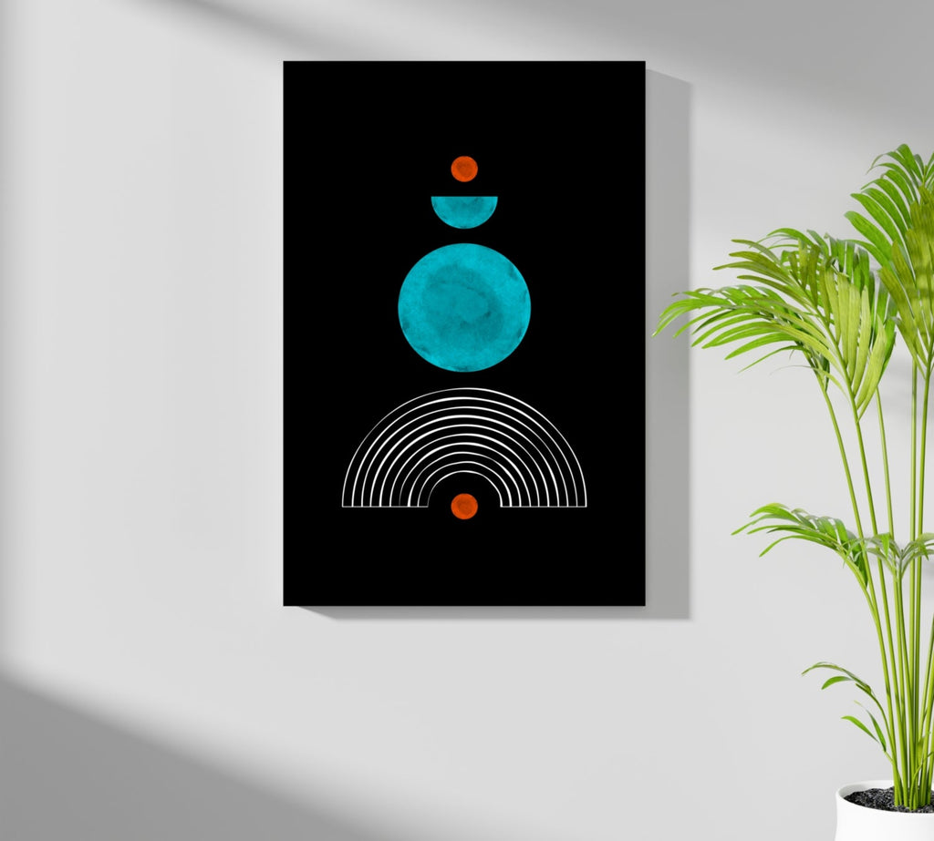 Teal Circle Stack Over White Arch Aluminum Print