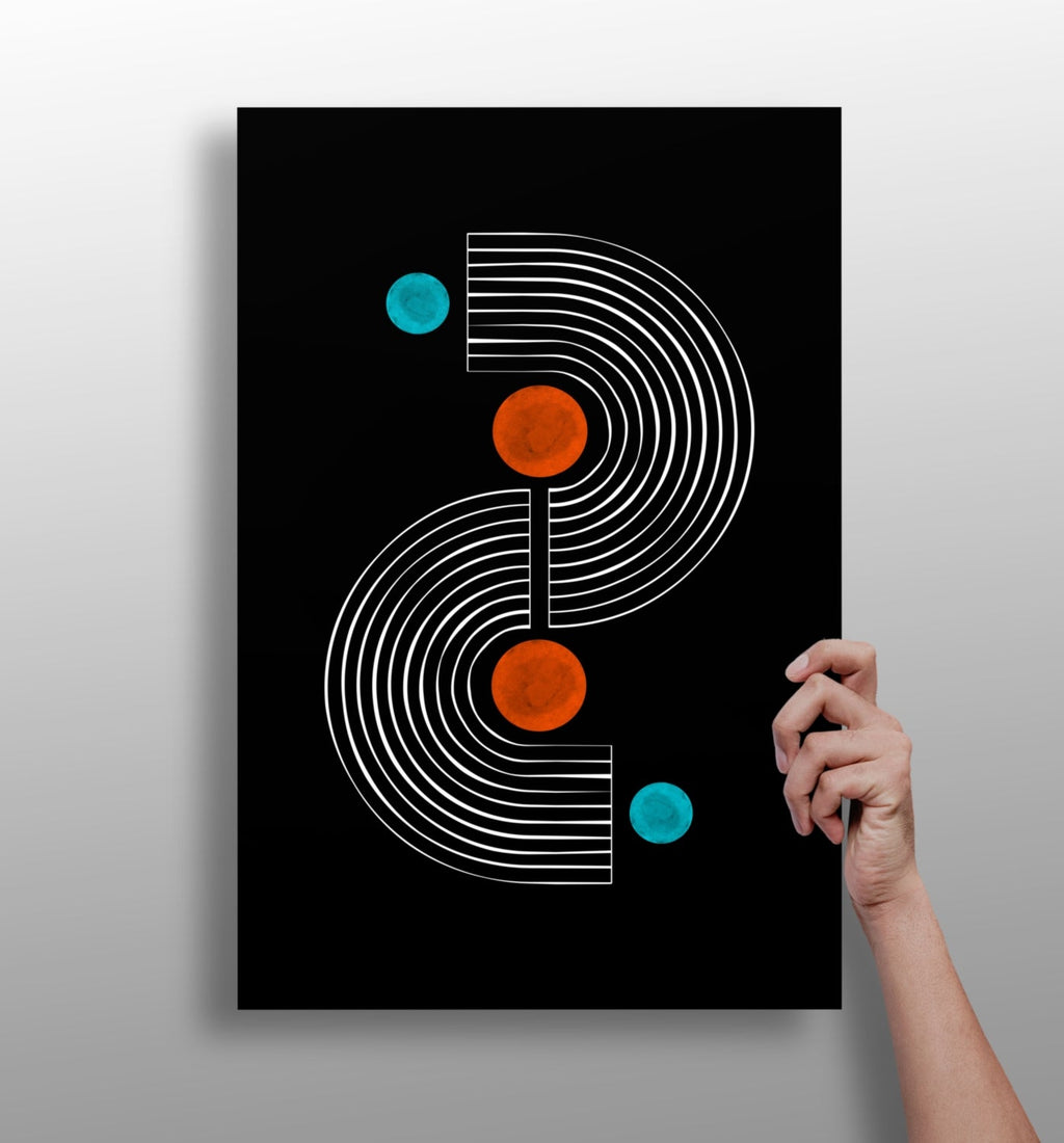 White S Curve Arches Orange Teal Dots Aluminum Print