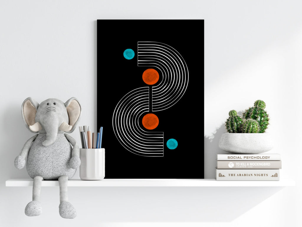 White S Curve Arches Orange Teal Dots Aluminum Print