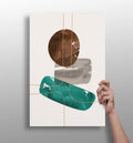 Brown Teal Stacked Stones Gold Lines Aluminum Print