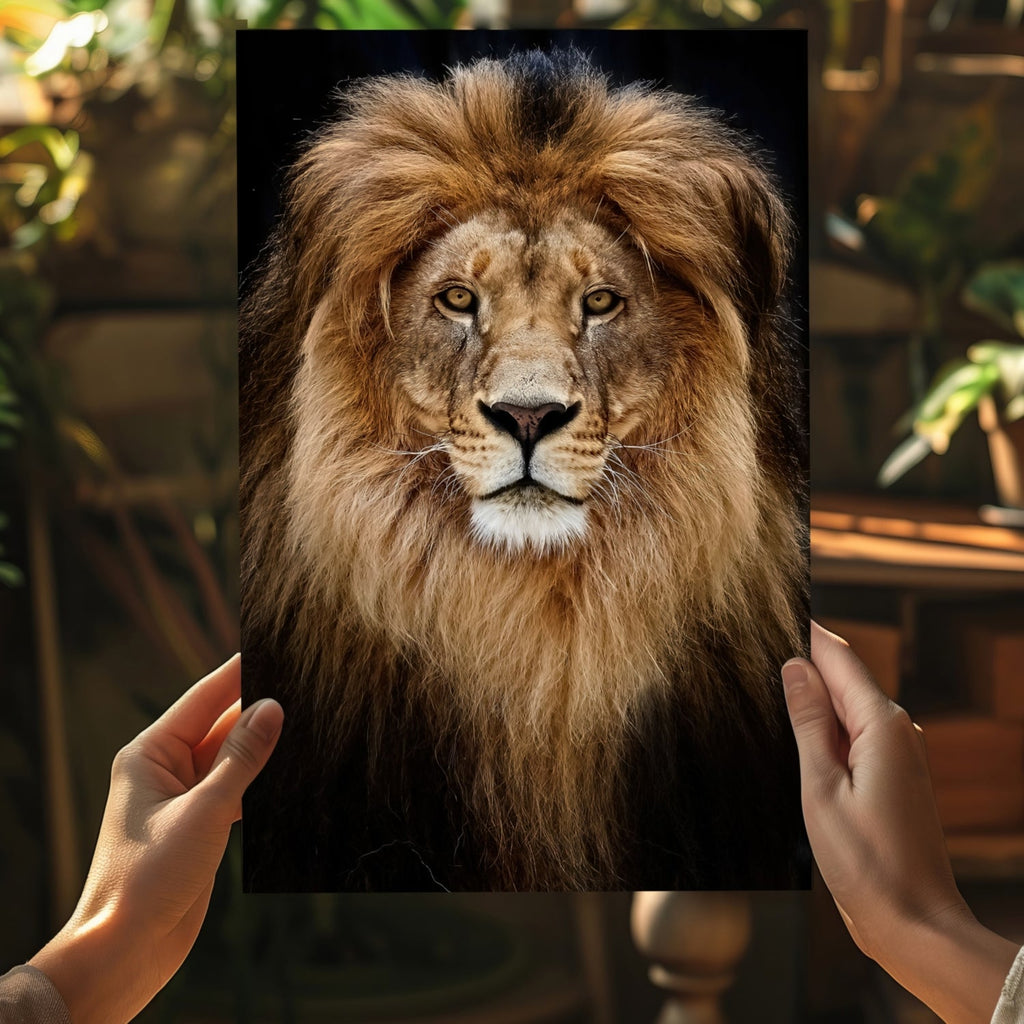 Majestic Golden Lion Portrait Aluminum Print