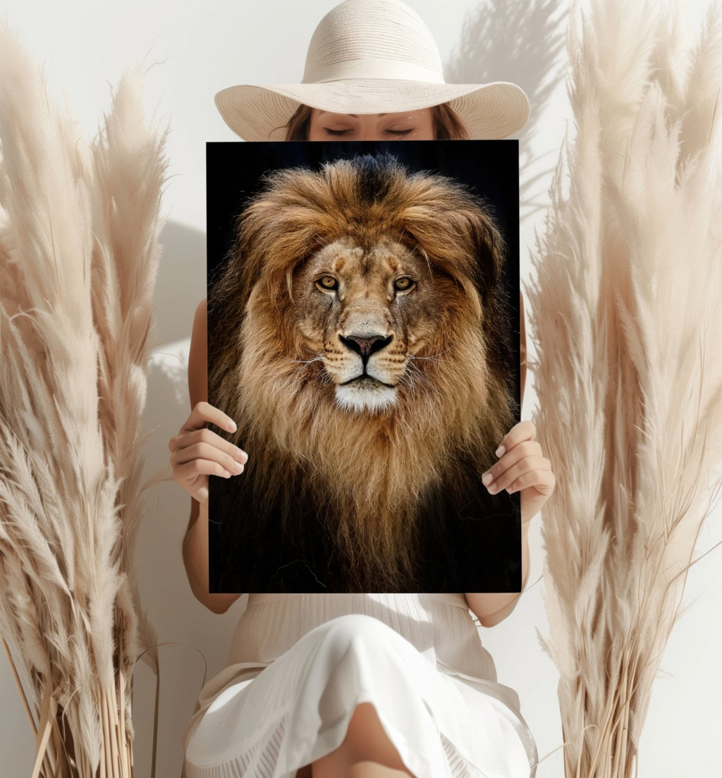Majestic Golden Lion Portrait Aluminum Print