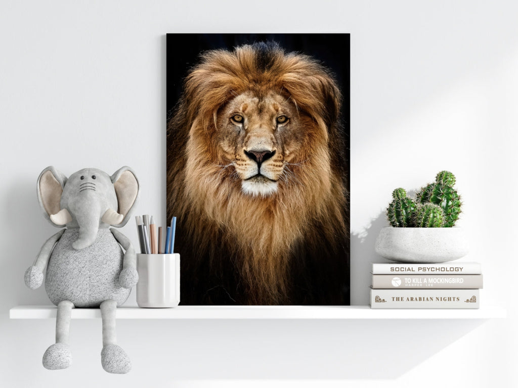 Majestic Golden Lion Portrait Aluminum Print