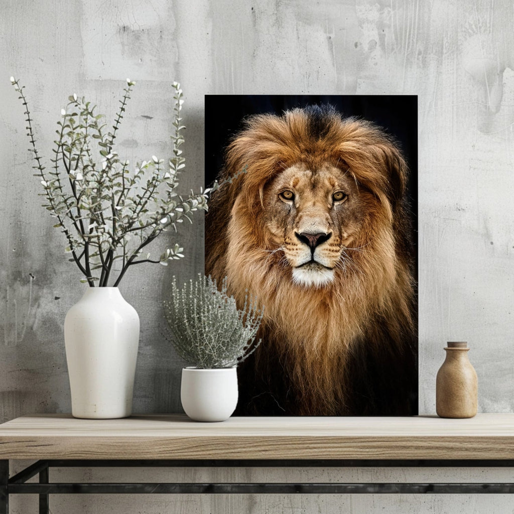 Majestic Golden Lion Portrait Aluminum Print