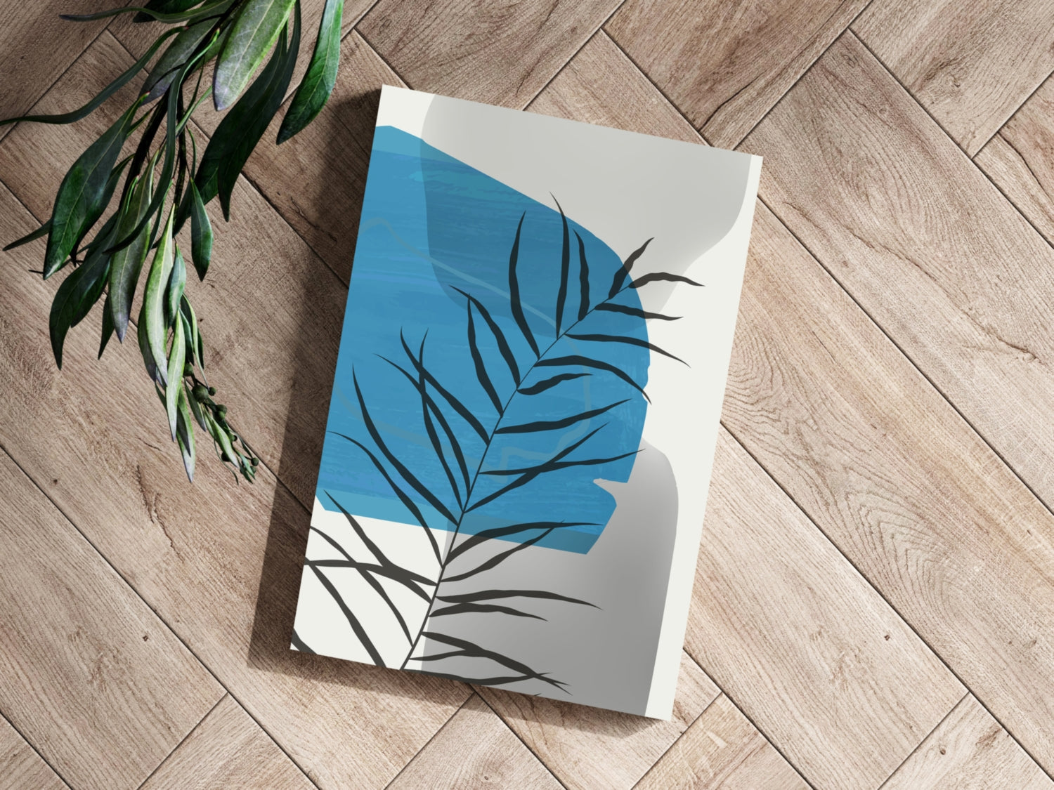 Blue Lagoon Palm Frond Shadow Aluminum Print