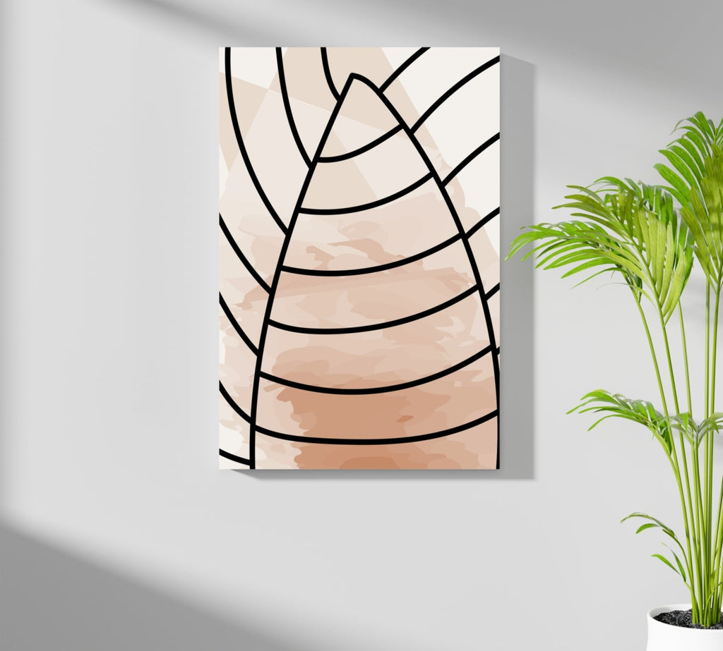 Blush Peach Leaf Vein Arcs Aluminum Print