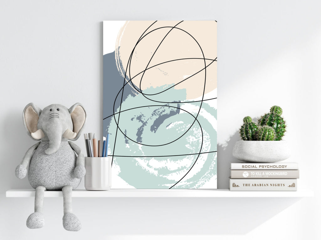 Pastel Circles And Black Line Loops Aluminum Print