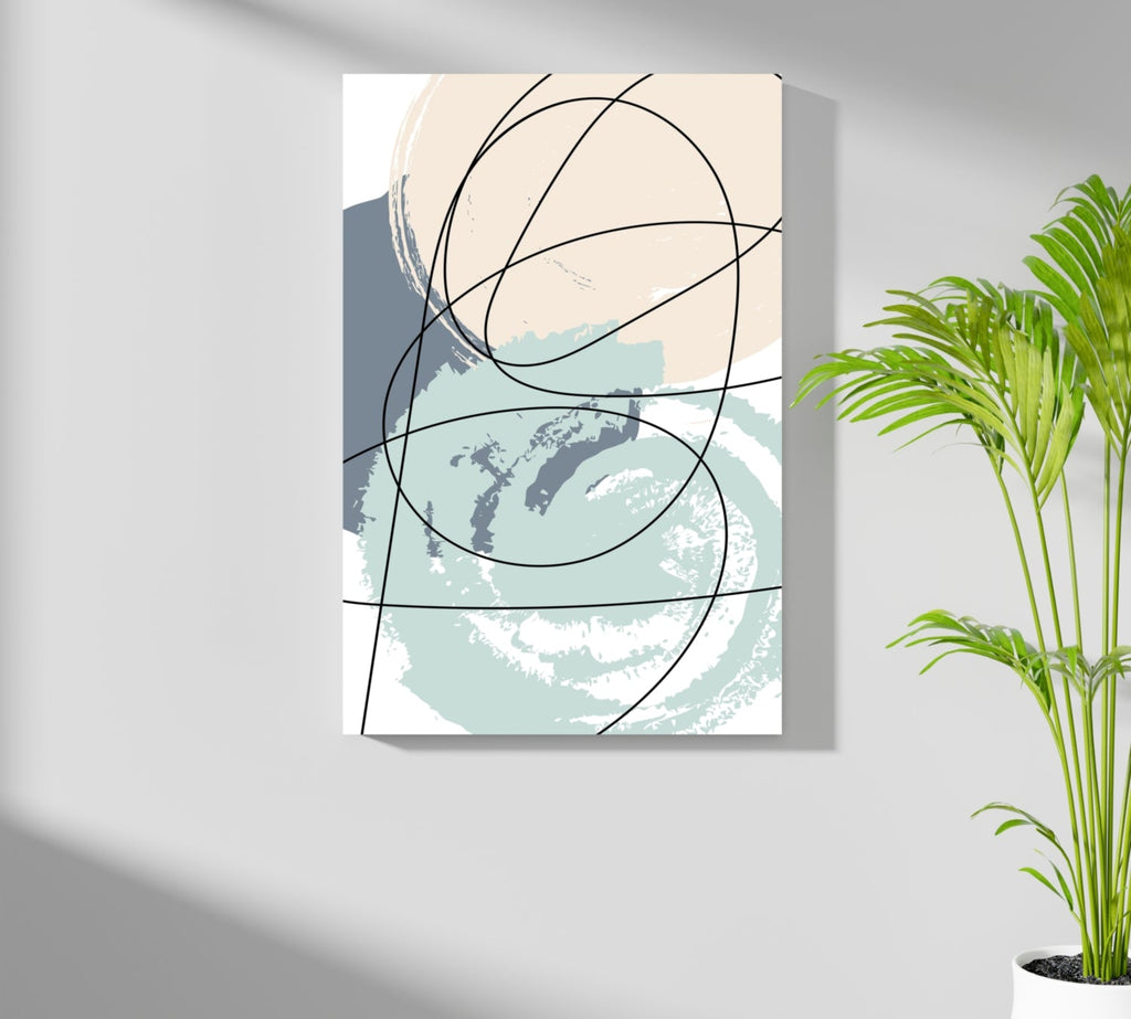 Pastel Circles And Black Line Loops Aluminum Print