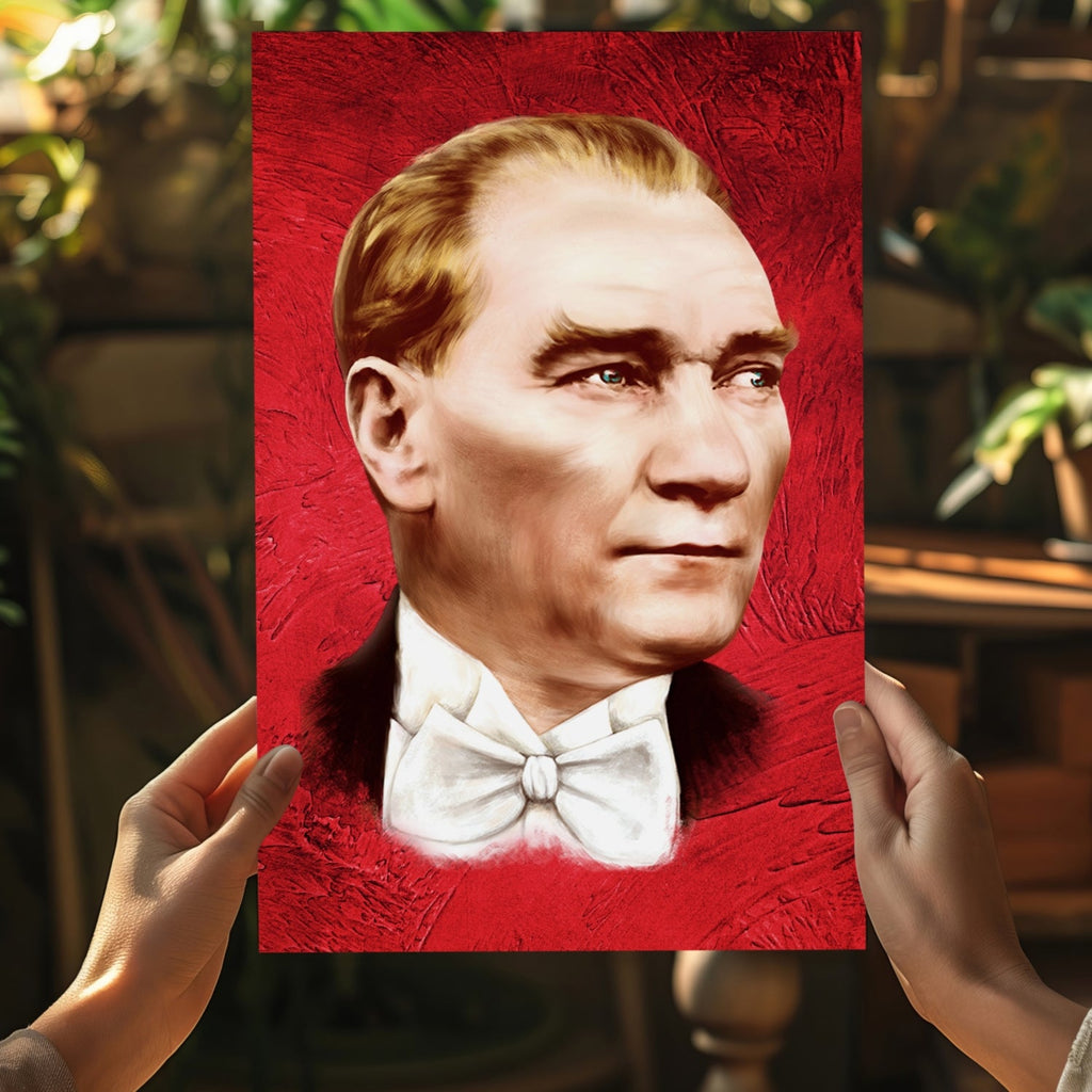 Ataturk Portrait Red Backdrop Aluminum Print