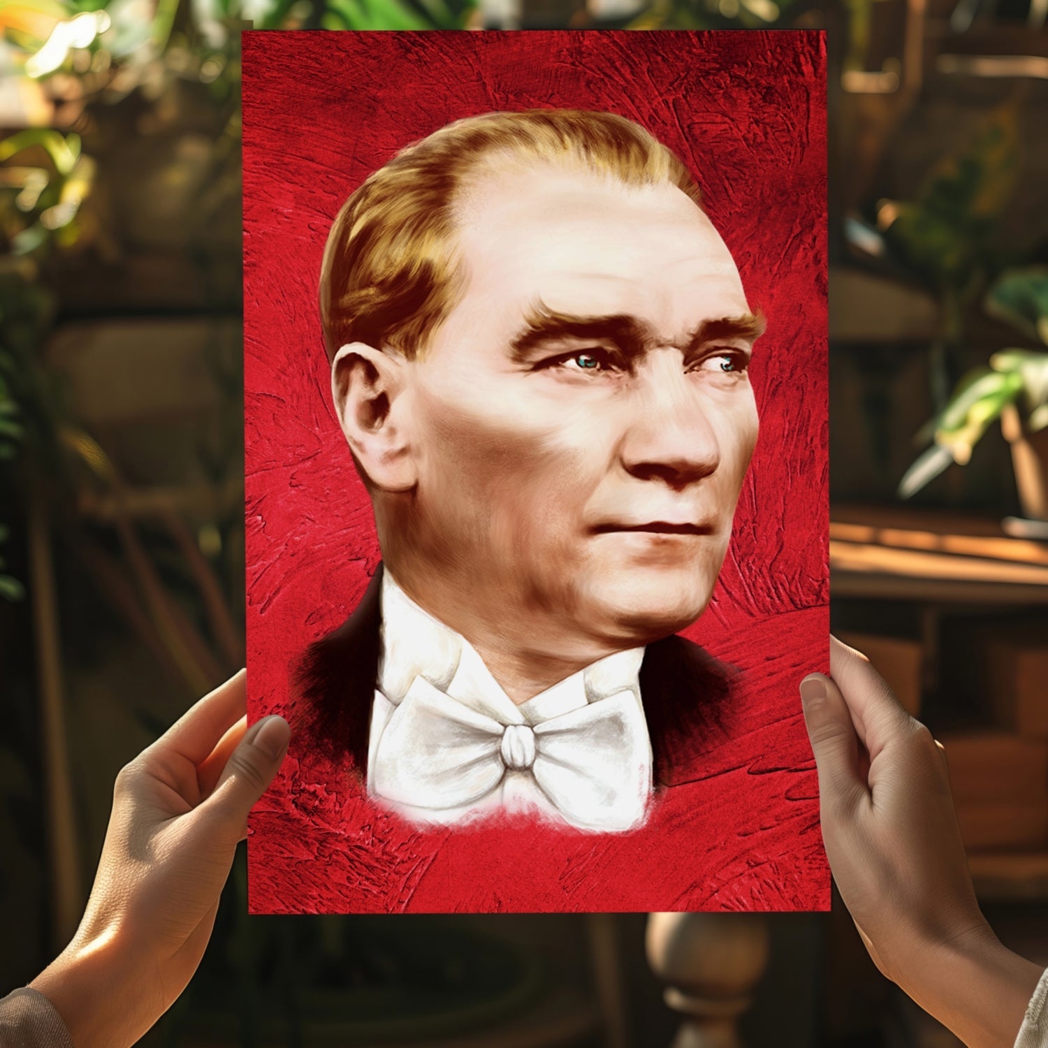 Ataturk Portrait Red Backdrop Aluminum Print