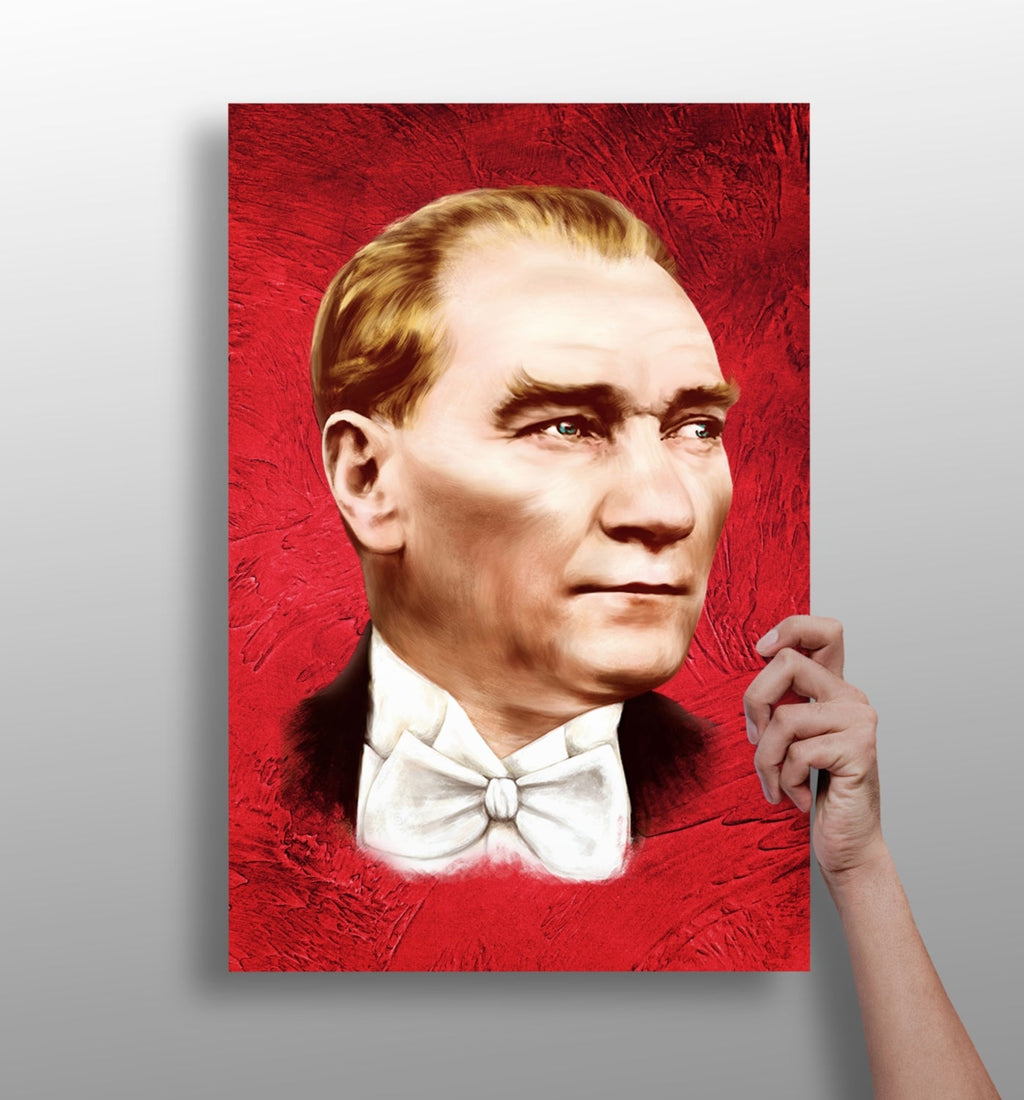 Ataturk Portrait Red Backdrop Aluminum Print