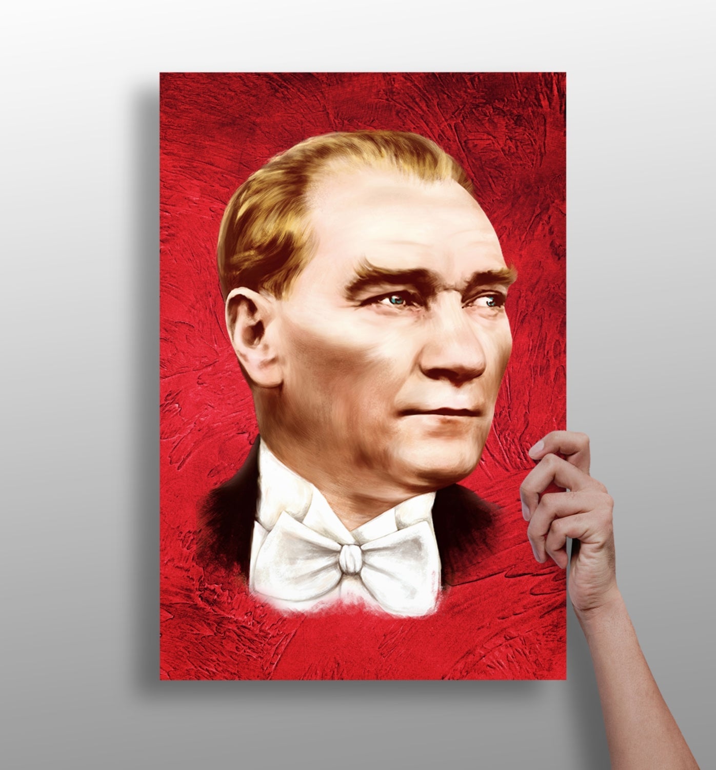 Ataturk Portrait Red Backdrop Aluminum Print